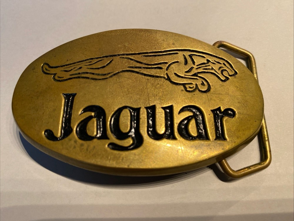 Vintage Automotive Leaping Jaguar Solid Brass Belt Buckle 3&Prime;
