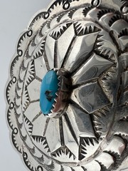 Vintage Southwestern Style Sterling Silver Buckle Turquoise Signed LS