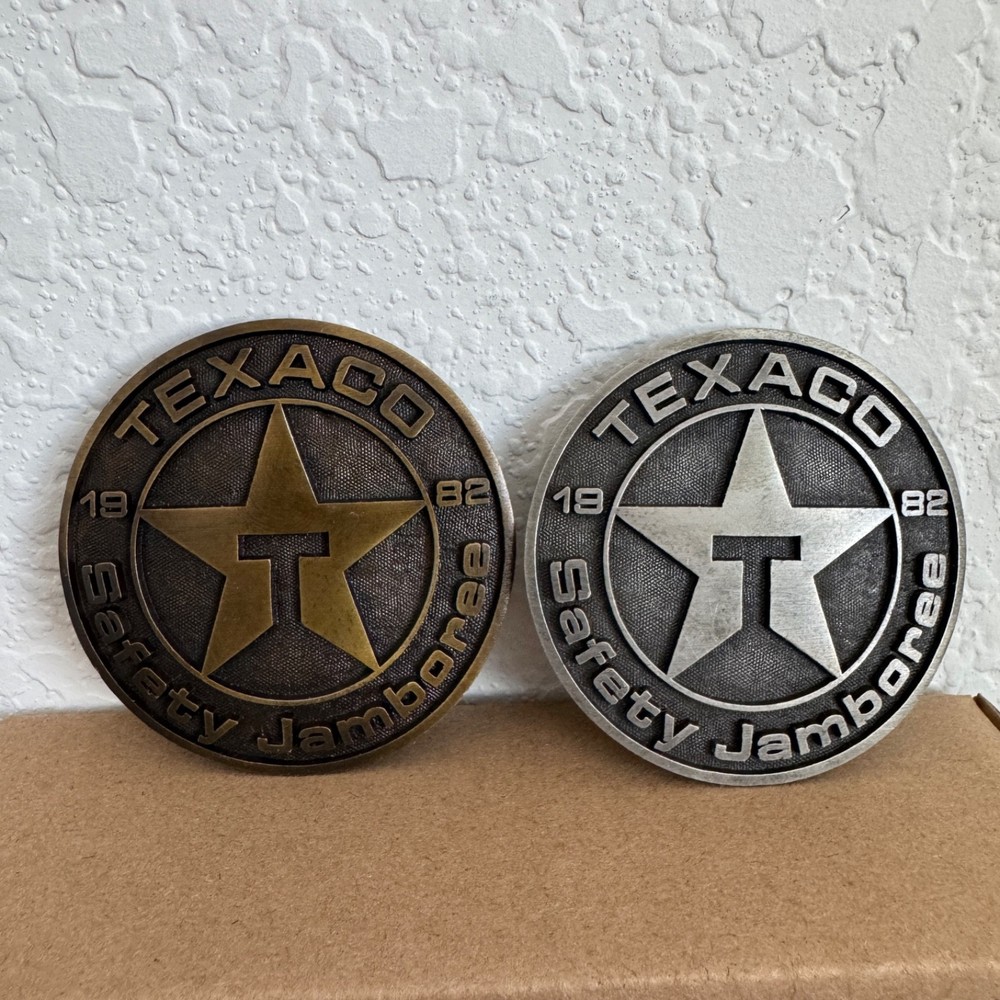 Two Texaco Safety Jamboree 1982 Belt buckles