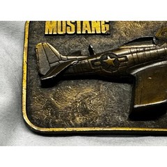 Vintage 1981 The Buckle Connection P-51 Mustang Airplane Belt Buckle Brass Tone