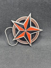 Red & Black Star in Circle Nautical Great American Products pewter belt buckle