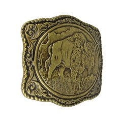 American Bison Buffalo Floral Belt Buckle Antique Bronze Fits 1.5 inch Belts
