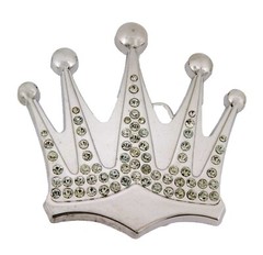 Crown Belt Buckle Silver Metal Bling Rhinestones New Men Women Cowgirl Western