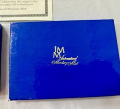 American Eagle Belt Buckle Layer 24K Gold by International Monetary Mint New COA