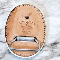 Los Altos Leather Belt Buckle White Leather w/ Brown Back 4&Prime; X 2.5&Prime; Boots