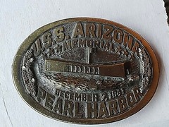BELT BUCKLE PEARL HARBOR USS ARIZONA 12/7/1941 LIMITED EDITION VINTAGE1983