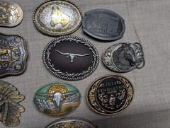 vintage LOT OF 15 belt buckles WESTERN native american RODEO cowboy HORSE