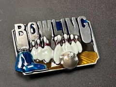 Bowling Sports Commemorative Belt Buckle – Raised Pins, Lane And Ball
