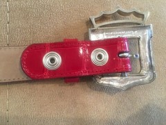 Rare Kieselstein-Cord Sterling Royal Crown Buckle and Red Alligator Belt Size 2