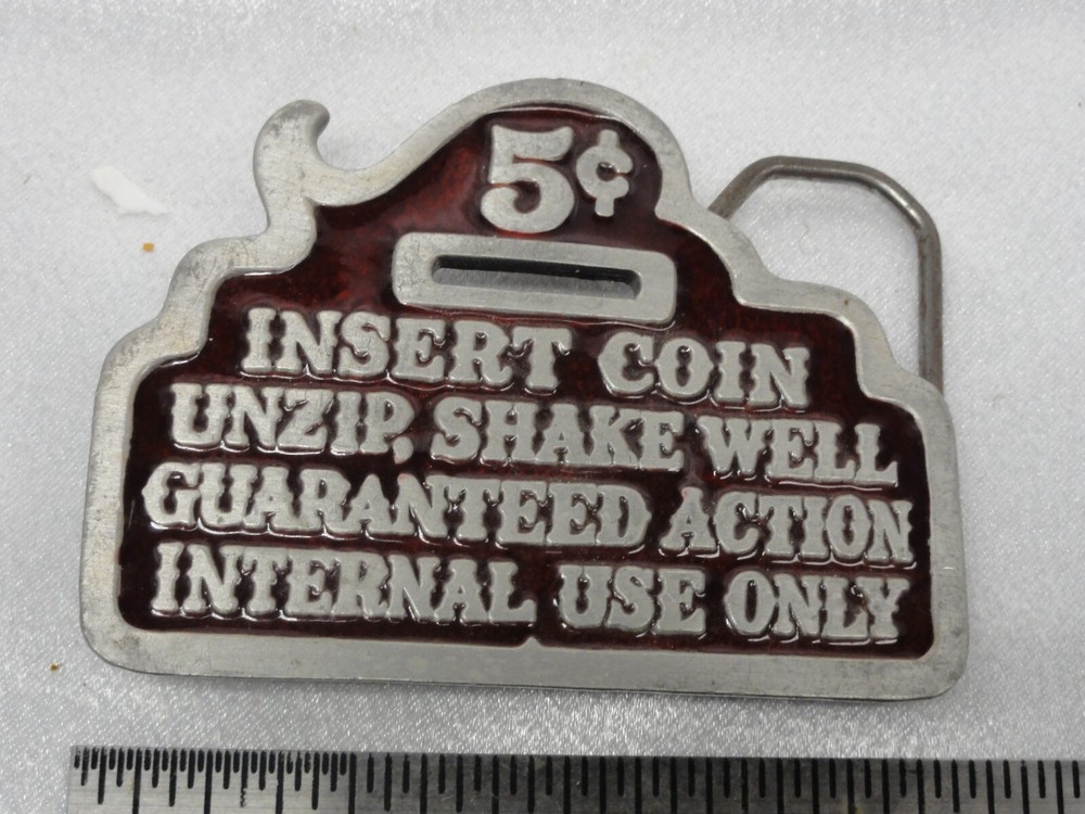 Adult Sexy FUN Novelty Belt Buckle INSERT COIN UNZIP Great American Buckle 1979
