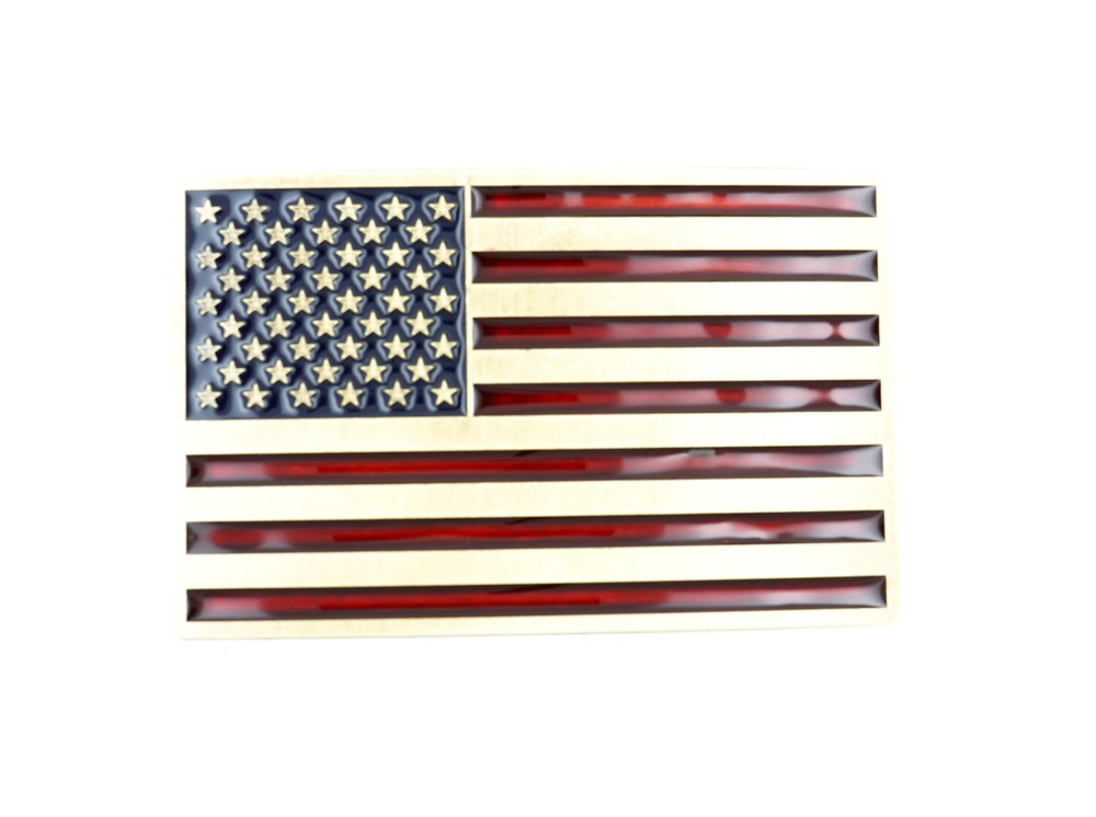 Patriotic American USA Flag Bronze Plated Enamel Metal Belt Buckle