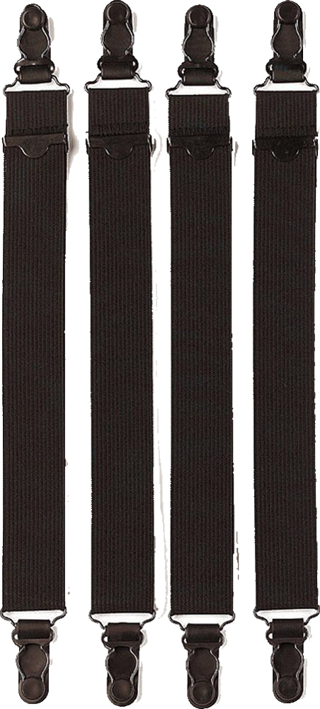 4 Pack Black Shirt Stays Straight Military Uniform Tuck-In Garters Adjustable