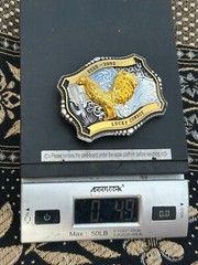 Western Buckle Gold Black Silver Rooster Cowboy 2 »Buckle Hebilla Vaquero Gallo