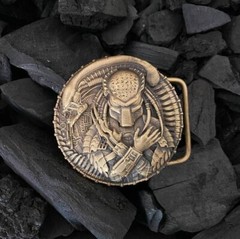 Mens Belt Buckle »ALIEN vs. PREDATOR » Solid Handmade Brass Buckle Vintage Viking