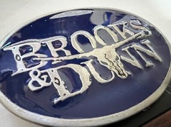 Brooks and Dunn Navy BLUE Enamel Belt Buckle Solid Metal Country Music Pewter