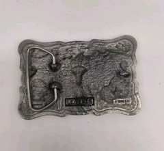 Western Legends Lone Star Long Horn Silver Tone Belt Buckle