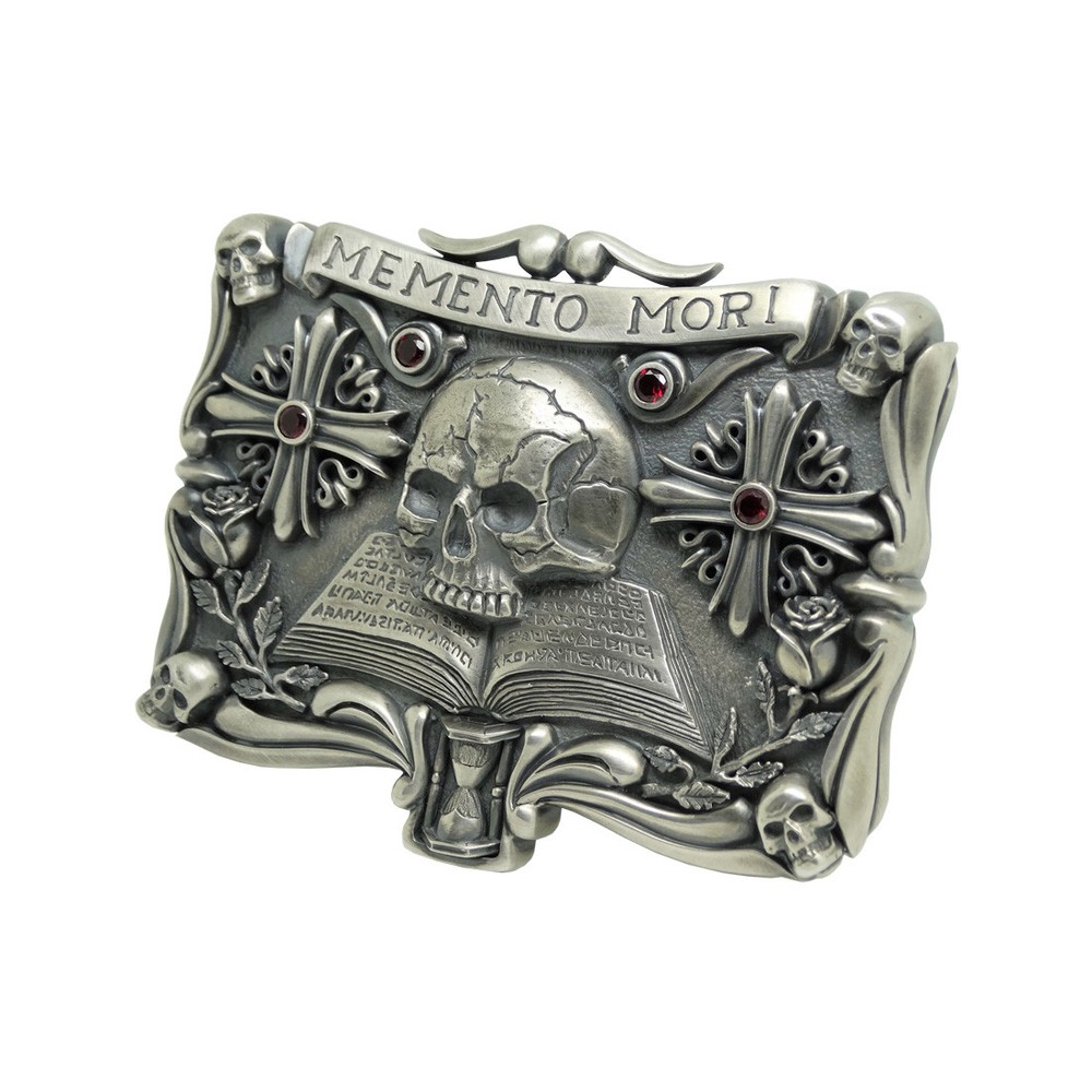 Handmade Sterling Silver Skull Mens Biker Belt Buckle Masonic мemento mori