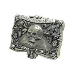 Handmade Sterling Silver Skull Mens Biker Belt Buckle Masonic мemento mori