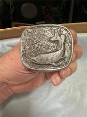 1977 Wyoming Studio Art Works Belt Buckle Nothern Pike 46 Pound 2 Ounces