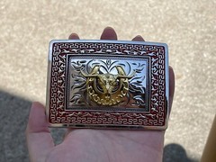 Western Buckle Gold Silver Red Longhorn Bull Cowboy Fit 2 » Hebillas Vaqueras