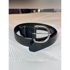 Tony Lama Men&rsquo;s 38 Smooth Black Leather Belt with Silver Buckle USA
