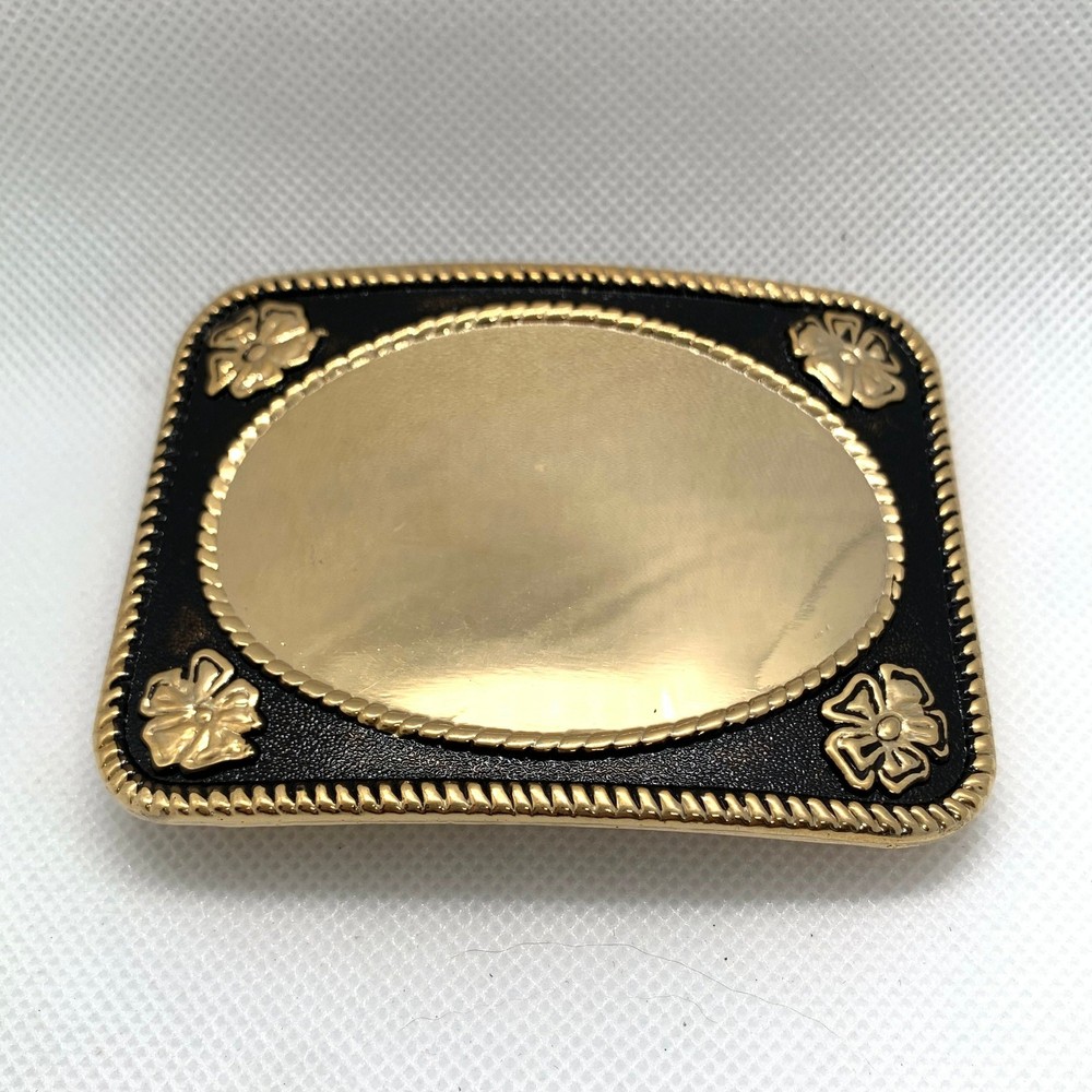 Black & Gold Mafco Mirror Western Style Belt Buckle