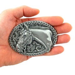 Men&rsquo;s Western Horse Head Belt Buckle Antique Silver Tone Fits 1.5 inch Belt