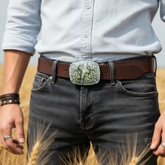 NEW Men Women Fashion Belt Buckle Cross Western Religious Casual Jeans Pant