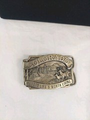NIB Siskiyou 1983 WASHINGTON Belt Buckle w/ Cabin Deer Mountain Scenery