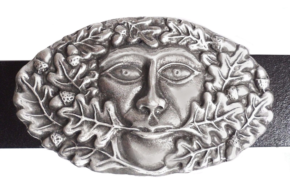 Green Man Pewter Belt Buckle – Hand Made in the United Kingdom