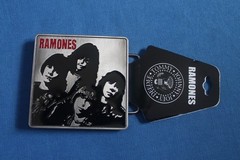 Ramones Belt Buckle Rock Band Square Photo Black Enamel Silver Metal 2006 New