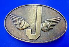 Monogram Flying Letter J Aviator Wings Taiwan Made Belt Buckle