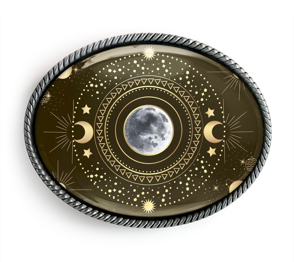 Esoteric Moon Belt Buckle – Celestial Solar System Belt Buckle – 637-2
