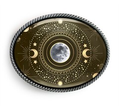 Esoteric Moon Belt Buckle – Celestial Solar System Belt Buckle – 637-2