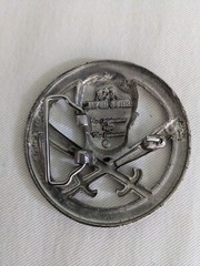 Silver Star Skull and Swords Belt Buckle Made in USA