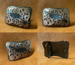 ANTIQUE COPPER FLORAL SCROLL ENGRAVED WESTERN BELT BUCKLE fits 1-1/2&Prime; Belt
