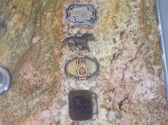 LOT 4 VINTAGE ESTATE METAL BELT BUCKLE S TRUCK BEER HORSE FISHING