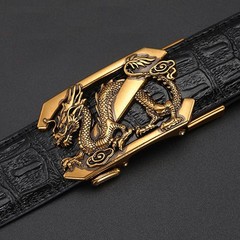 Men&rsquo;s Gold Tone Metal Animal Print Automatic Latch Belt Buckle 1.5in Rectangular