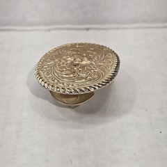 Vtg Crumrine El Arturo Bronze Western Belt Buckle Gold Floral Scroll Rope Edge