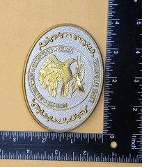 NORTH AMERICAN HUNTING CLUB LIFE MEMBER SILVER & GOLG STYLE BELT BUCKLE *NOS*