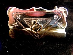 Bronco riding belt buckle with star design
