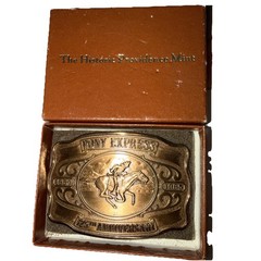 Pony Express Mail 125th Anniversary Belt Buckle 1985 Historic Providence