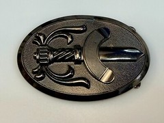 Cavalry Swords Weapon Black Color Mens Oval Vintage Belt Buckle