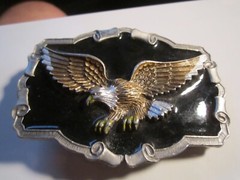 1983 AMERICAN EAGLE THEME BELT BUCKLE BLACK LACQUER – VERY HEAVY- GW-13
