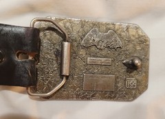 Oil Tan Black Top Leather Belt & Western-Style Buckle, 1970s USA, Size 34-36 M/L