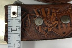 Vintage Mexico Color Stone Inlay Aztec Warrior Inca Mayan Silver Belt Buckle