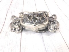 Silver Dagger Fleur De Lis Silvertone Belt Buckle with Black Crystals