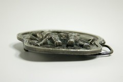 Jumbo Elephant western belt buckles pewter 1978 Bergamot Brass Works 3 inch