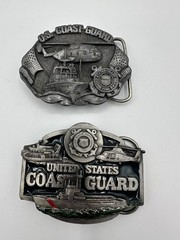 (2) Vintage United States Coast Guard Military Belt Buckle 1982/1988 Made In USA