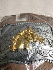 Equestrians, Brilliant Horse head, Bust western style metal belt Buckle, New!